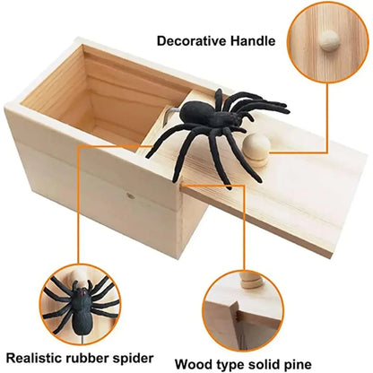 Trick Spider Funny Scare Box Wooden Hidden Box Quality Prank Wooden Scare Box Fun Game Prank Trick Friend Office Toys