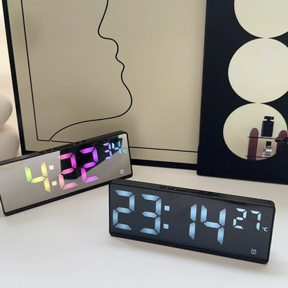 Colorful Digital Alarm Clock - Voice Control，Temperature Display Date，Dual Alarm Clock，Snooze，Night Light Mode，12/24Hour SystemL
