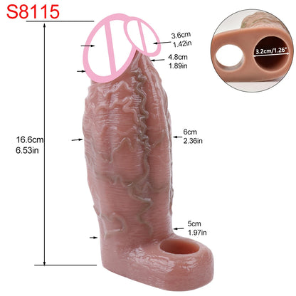 SXXY Silicone Penis Sleeve For Cock Enlargement Lengthen Men Reusable Condom Penis Ring Delayed Ejaculation