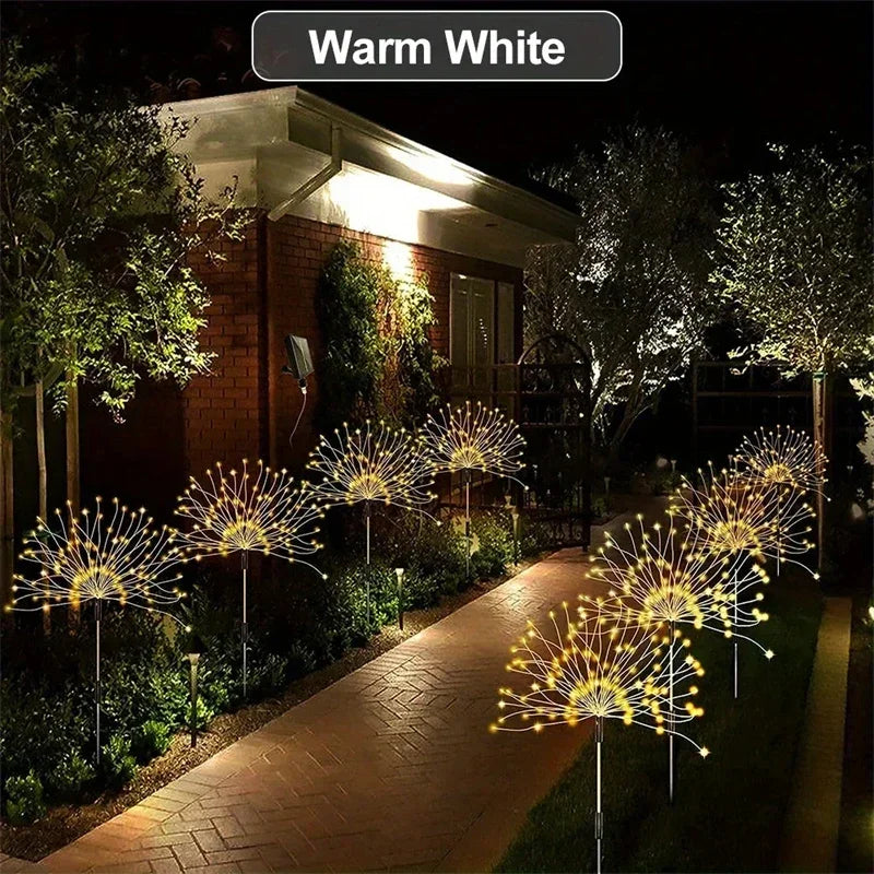 90-200LED Solar Firework Light Waterproof Outdoor 8 Lighting Modes Fairy String Light Christmas Solar Lights Garden Decoration