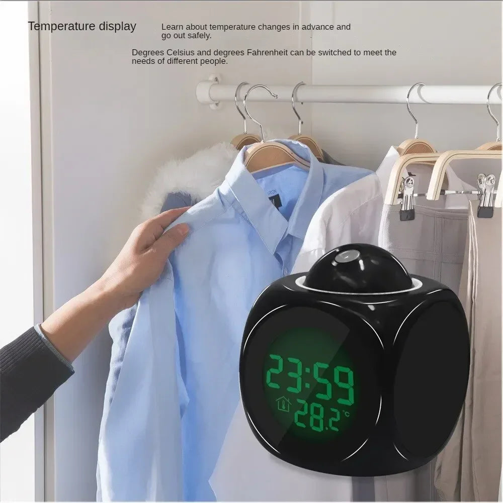 Multi-function Projection Chime Clock LED Light Projection Alarm Clock Voice Chime Clock Projection Clock