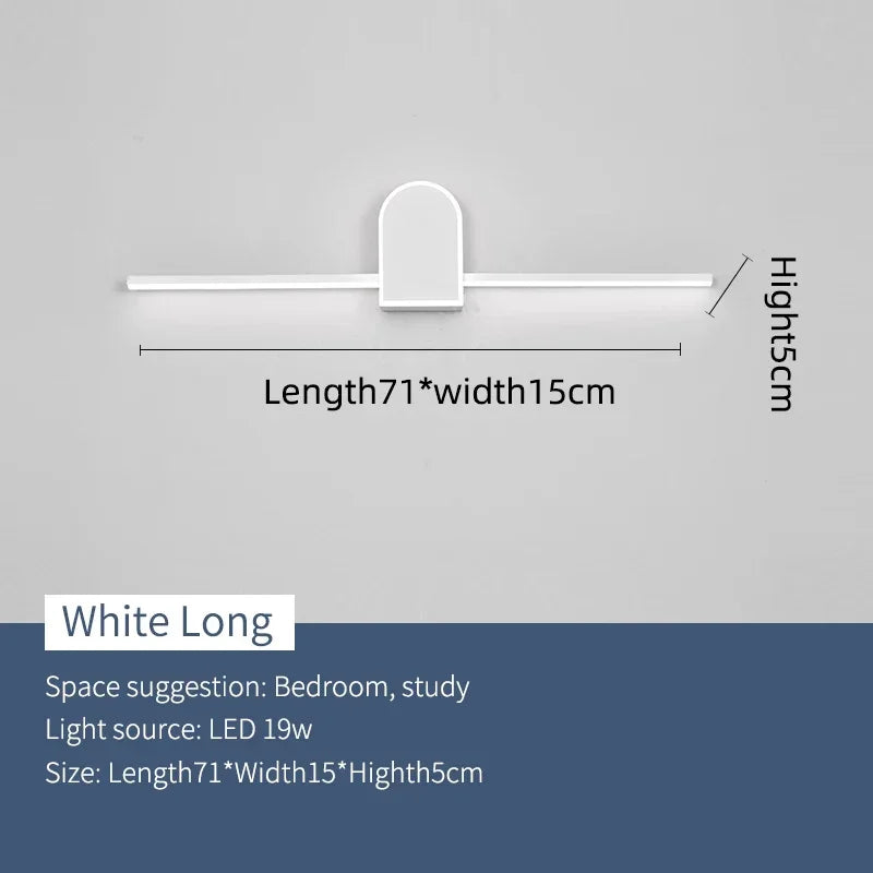 Bathroom Mirror Front Light Modern Led Wall Light Black&White Luminaires Sconce Wall Lamp L70 90 110cm Bathroom Lamp