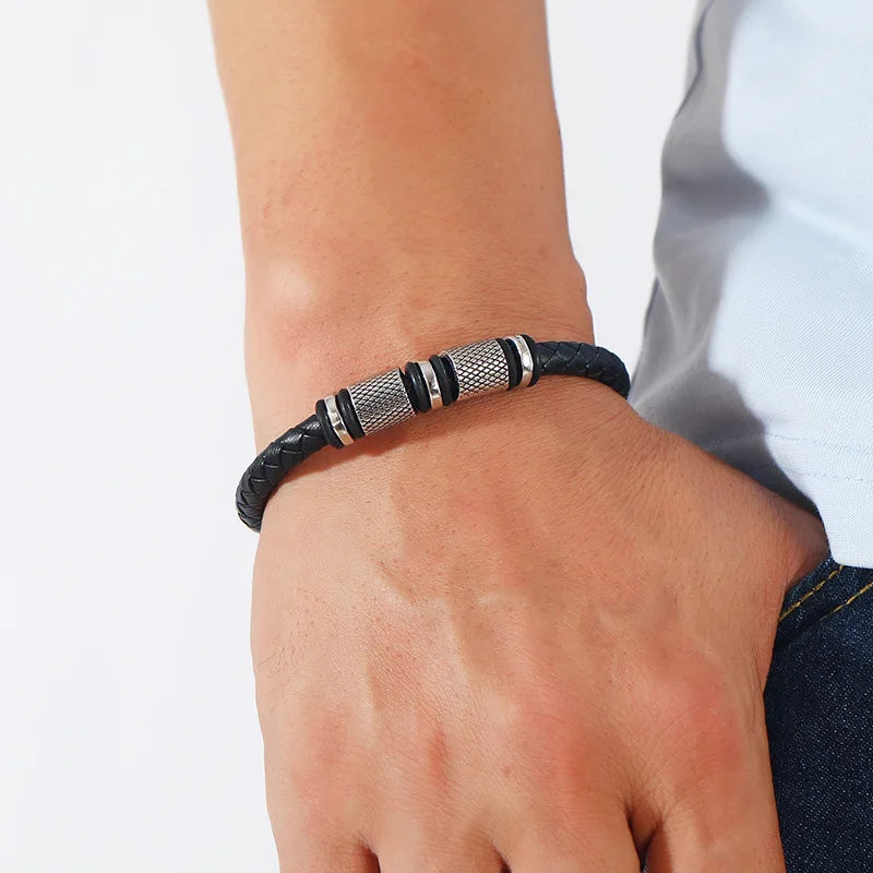 New In Men Genuine Leather Bracelet Novel Atrract Magentic Braclet Homme Punk Jewelry Accessories Bangle Cable Brazalete Gift