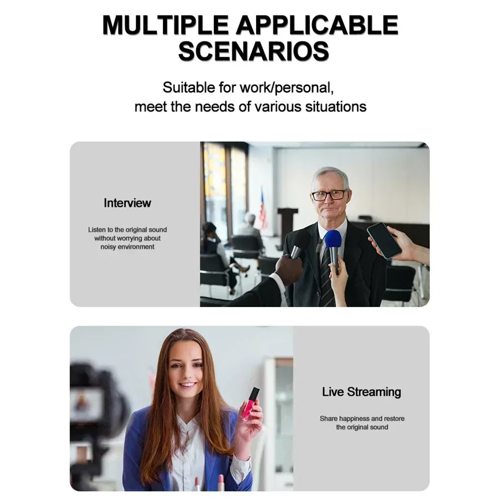 Wireless Lavalier Microphone Portable Audio Video Recording Mini Mic For iPhone Android Live Broadcast Gaming Phone With Receive