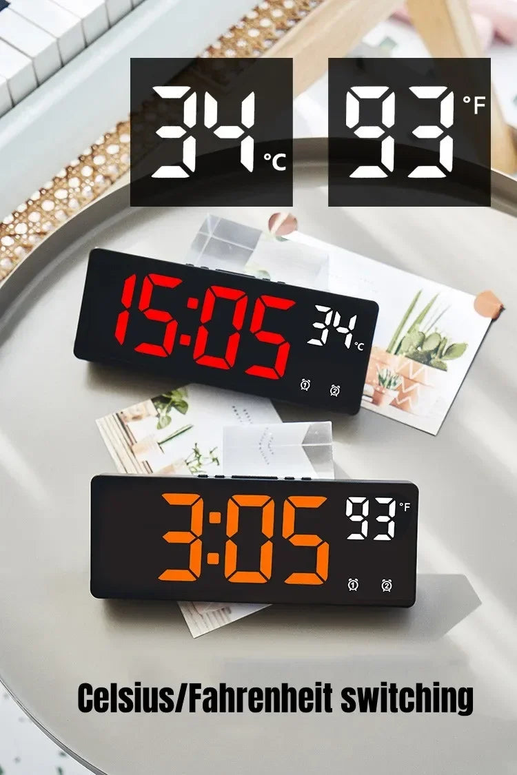 Digital Alarm Clock Travel Clock with Temperature Table Clock Large Display for Bedroom Office Kitchen Home Decoration
