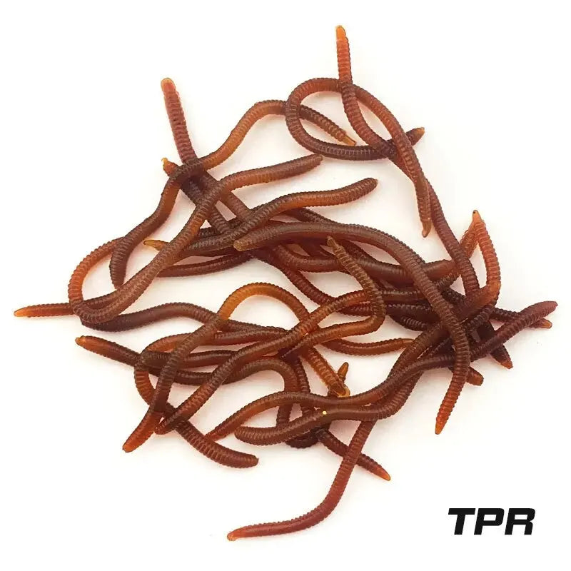 طُعم صناعي ناعم أحمر برائحة سمكية واقعية من BURLE، يحاكي ديدان الأرض الحمراء، طُعم صيد اصطناعي