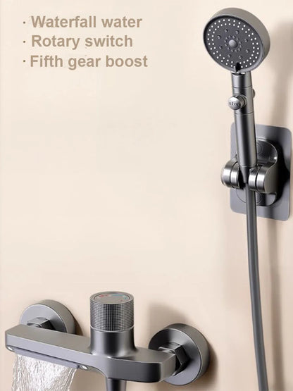 Bathroom Brass Basin Faucets Shower Faucet Wall Mounted Hot Cold Water Dual Spout Mixer Tap For Bathroom