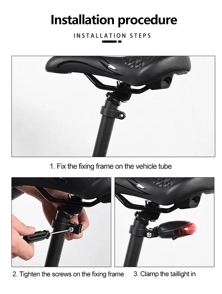 Bicycle Rear Light Red Tail Light LED Night Safety Warning Light Cycling Taillight Easy to Install Lantern for Bike Accessories