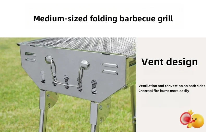 شواية من الفولاذ المقاوم للصدأ، شواية منزلية قابلة للطي، شواية محمولة، للاستخدام الخارجي! أحضر معك شواية إلى عالم التخييم.