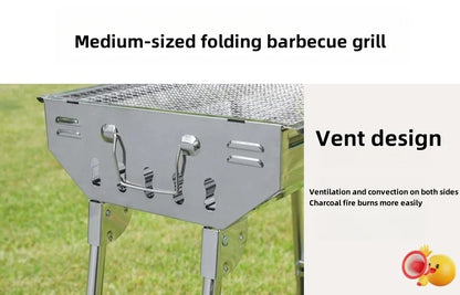 شواية من الفولاذ المقاوم للصدأ، شواية منزلية قابلة للطي، شواية محمولة، للاستخدام الخارجي! أحضر معك شواية إلى عالم التخييم.