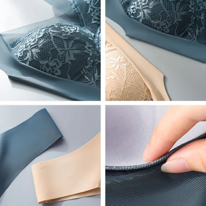 FallSweet Seamless Ice Silk Push Up Bra for Women Wireless Lace Bralette Plus Size Brassiere Summer Comfort Underwear Lingerie