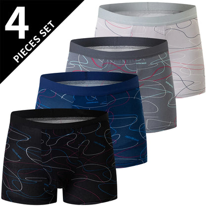 4 Pack Europe and America Size MEN'S FASHION Sexy Boxer Underwear Antibacterial Breathable plus Size Fat MEN'S Shorts Underwear