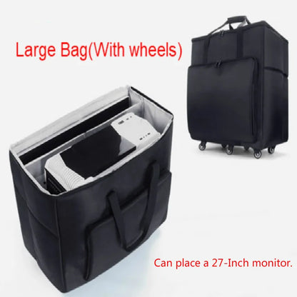 Desktop PC Computer Travel Storage Carrying Case Bag with Wheels for Computer Main Processor Case Monitor Keyboard and Accessori