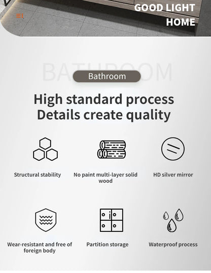 Bathroom Cabinet Smart Mirror Cabinet Slate Ceramic Integrated Washbasin Bathroom Vanity Cabinet with Sink Bathroom Furniture