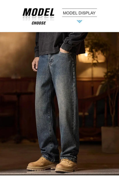 Mens Elastic Waist Jeans Relaxed Fit Men's Blue Jeans with Elastic Waist with Zipper and Button