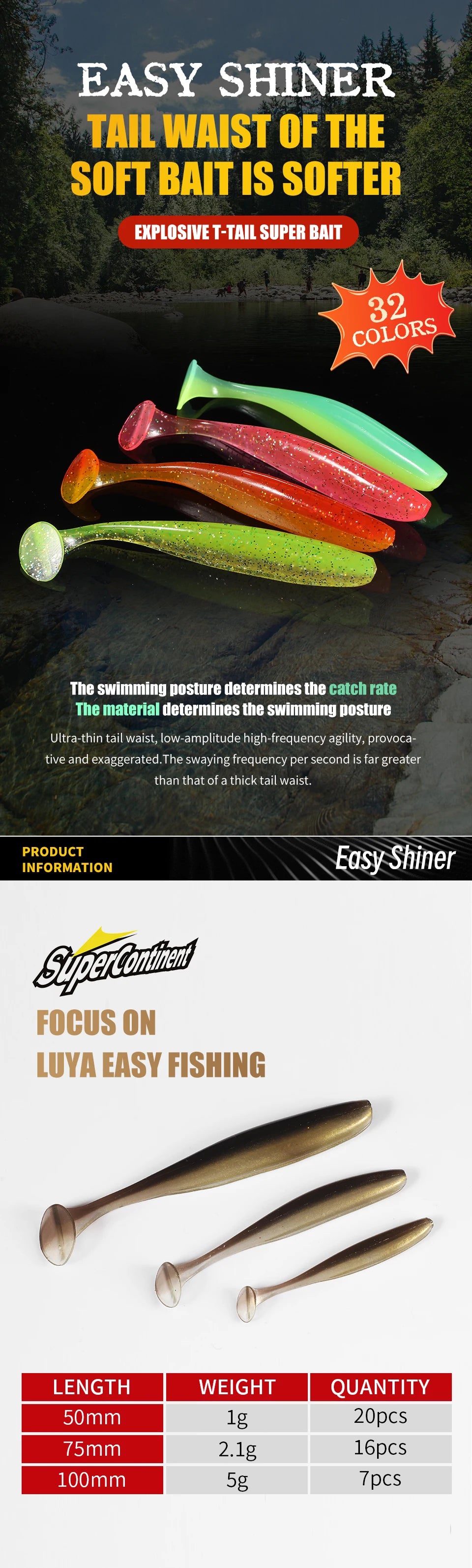 2021 Supercontinent shiner 50mm 75mm 100mm Fishing Lures soft Artificial Bait easy for hooking up big pike