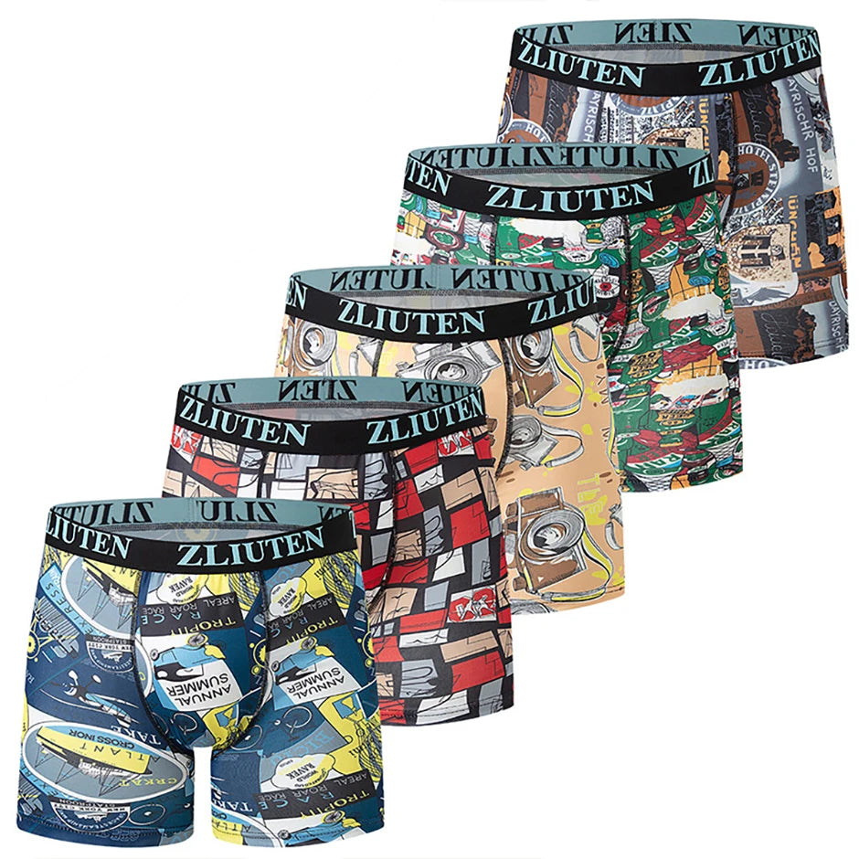 5/10 Pack Multi-size Teenagers To Adults Men's Boyshort Leisure Sports Joker Elastic Waist Long Men's Underwear Can Be Parent-ch