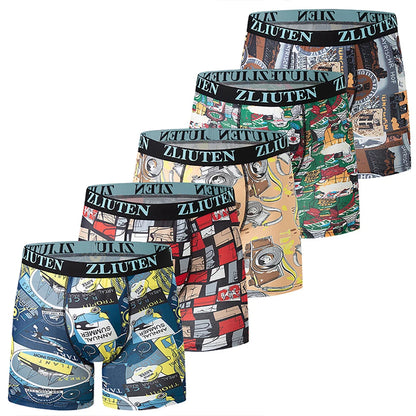 5/10 Pack Multi-size Teenagers To Adults Men's Boyshort Leisure Sports Joker Elastic Waist Long Men's Underwear Can Be Parent-ch