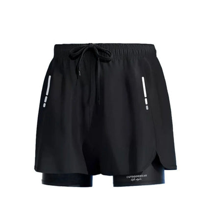Men's Aloe Pants Athletic Shorts Two-Layer Swim Trunks: Quick-Drying, Stylish & Comfortably Fit for Beach, Pool & Hot Spring