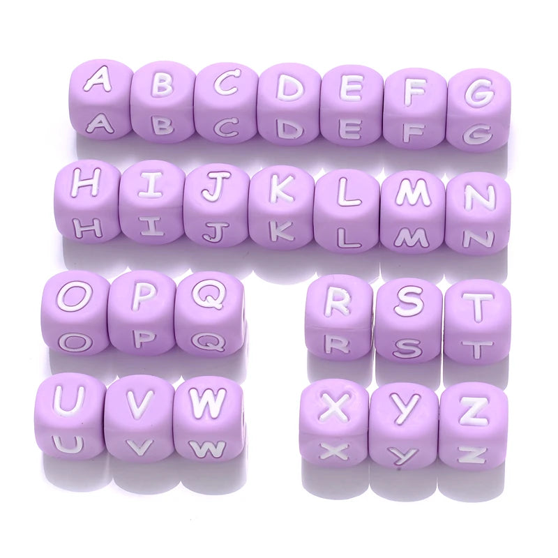 Clearance_12mm 26Pcs Silicone Letter Beads 15 Colors Colorful Alphabet Silicone Chewing Bead for Pacifier Clip Chain Not Choose