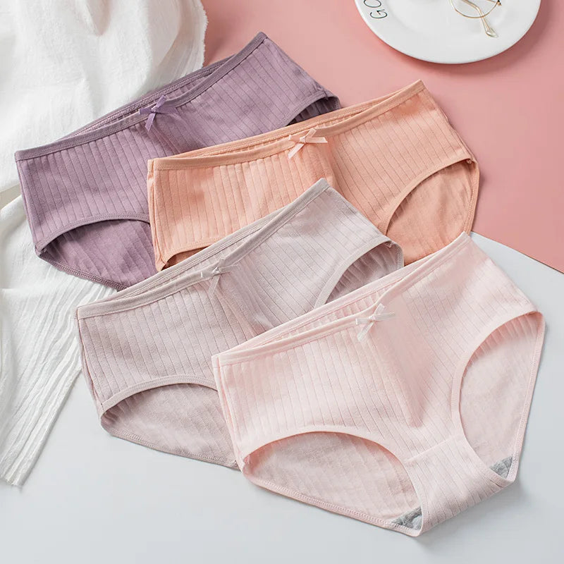10Pcs/Set Women's Cotton Panties Low Waist Solid Color Briefs Breathable Sexy Lingerie Soft Underwear Female Underpants