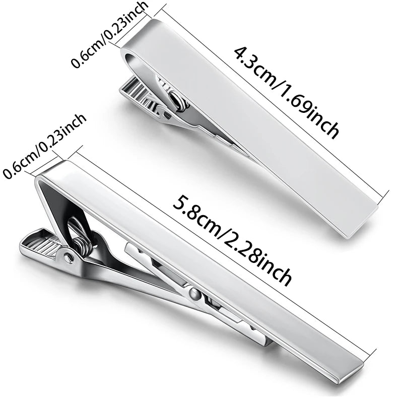 2 Pcs/set Metal Tie Clip Necktie Accessories Fashion Style for Men Daily Business Wedding Practical Clasp Tie Pin Collar Clip