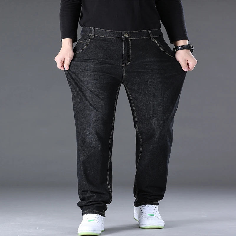 Men Light Luxury Elastic force loose Fit Pants Comfortable Soft Business Fashion ventilate Casual Denim Trousers Male Clothing