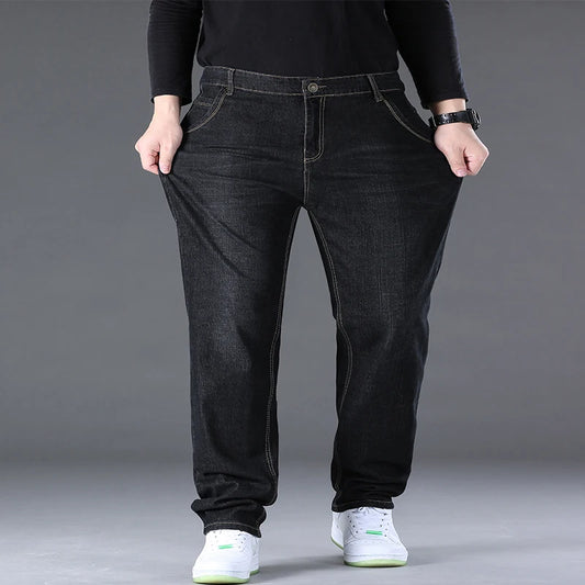 Men Light Luxury Elastic force loose Fit Pants Comfortable Soft Business Fashion ventilate Casual Denim Trousers Male Clothing