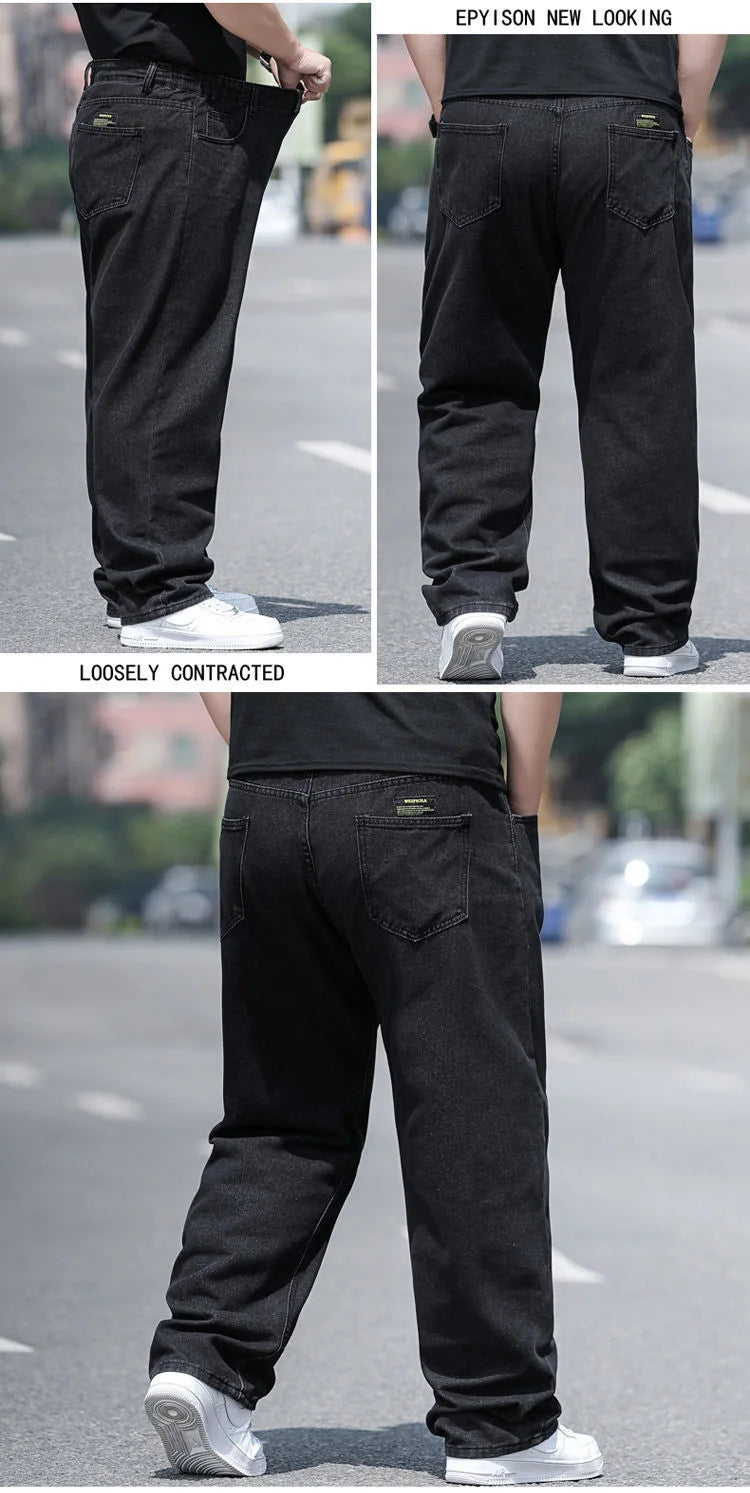 10XL Oversize Jeans Men Fashion Streetwear Plus Size Cotton Loose Jeans Pants Casual Cargo Pants Breathable Big Fat Trousers