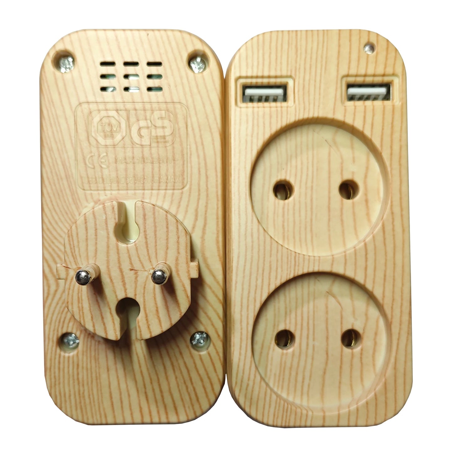 2023 EU Plug Power Strip Adapter Wall Double Socket Portable 2 USB Port for Mobile Phones 1200W 250V, for Smartphones Tablets