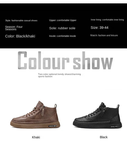 Men Boots Winter High Top Leather Shoes Fashion Cotton Shoes Fashion Ankle Boots Business Casual Outdoor Shoes Male Sneakers New