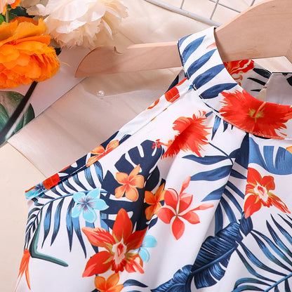 Kids Clothes Sets For Girls 4-7 Years Hanging Neck Sleeveless Top And Orange Shorts Summer Casual Vocation Party Two Piece Set