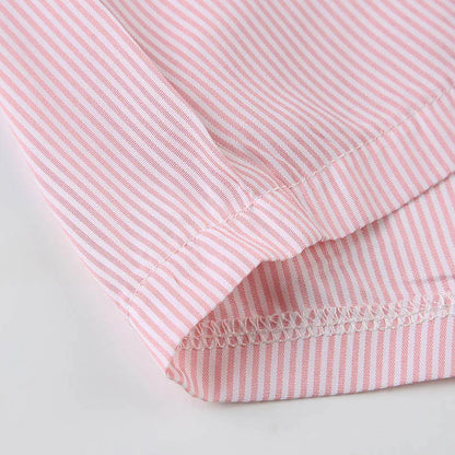 Women's Striped Print Casual Elastic Waist Shorts Y2K Loose Fit Summer Streetwear Chic Basic Fashion Button Detail