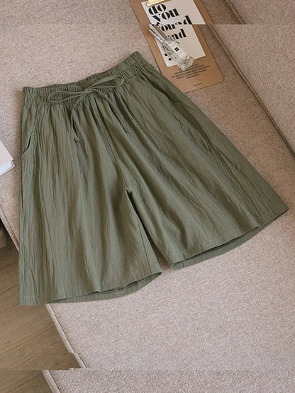 2024 Women Cotton Shorts,Summer Casual Solid Two Pockets shorts high waist loose shorts for girls Soft Cool female shorts