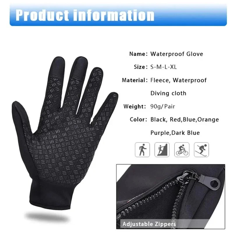 Ski Gloves Grab Velvet Touch Screen Gloves Autumn and Winter Warm Plus Velvet Cold Proof Waterproof Outdoor Riding Model