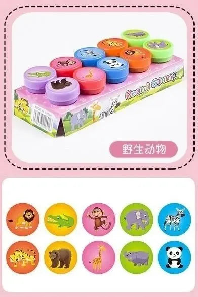 10pcs Assorted Stamps for Kids Self-ink Stamps Children Toy Stamps Smiley Face Seal Scrapbooking DIY Painting Photo Album Decor