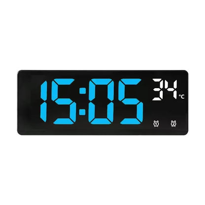 Voice Control Digital Alarm Clock Temperature Dual Alarm Snooze Desktop Table Clock Night Mode 12/24H LED Clock Watch Desk Clock