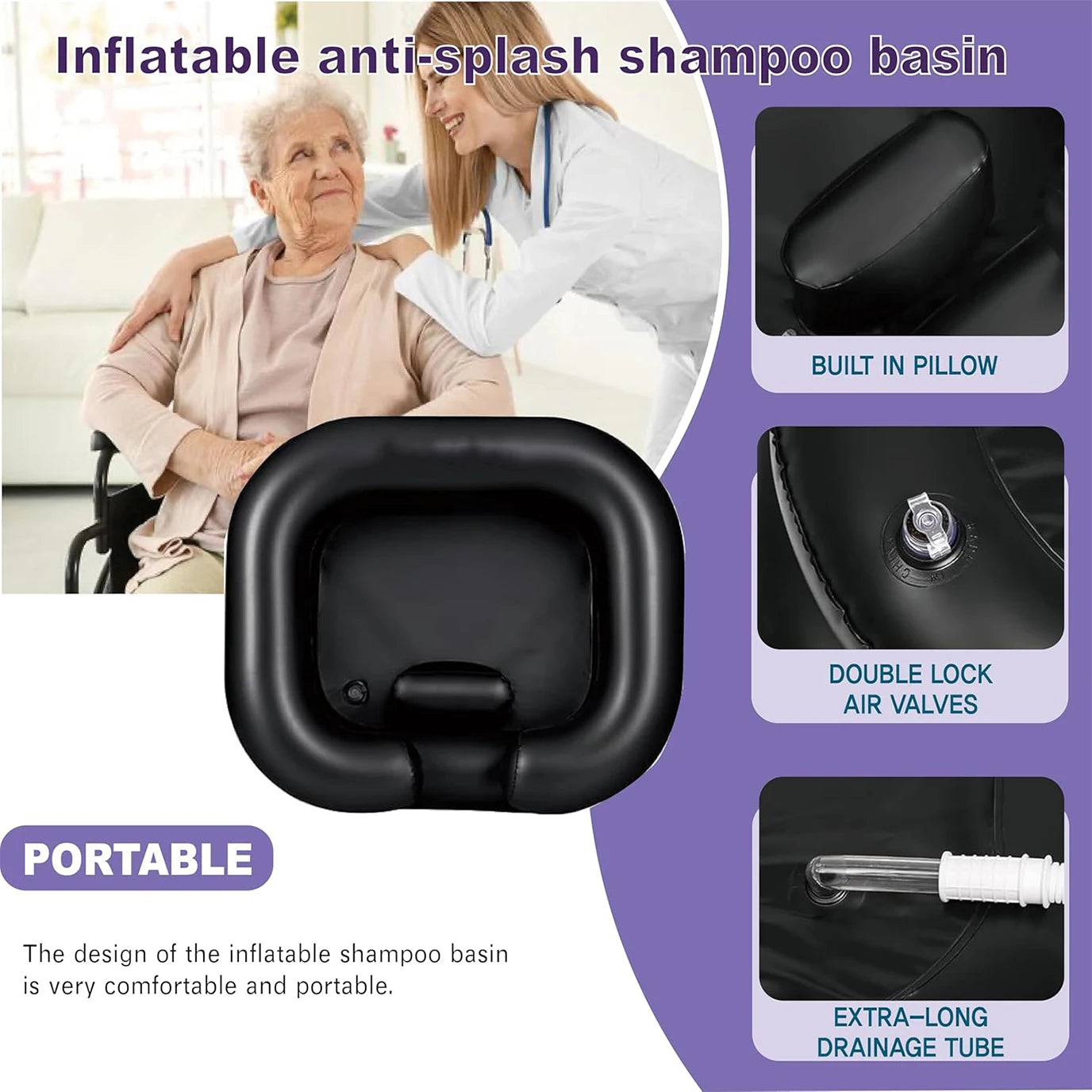 bathroom accessories Inflatable shampoo basin, portable shampoo basin, elderly, pregnant women, disabled, home,  hospitals