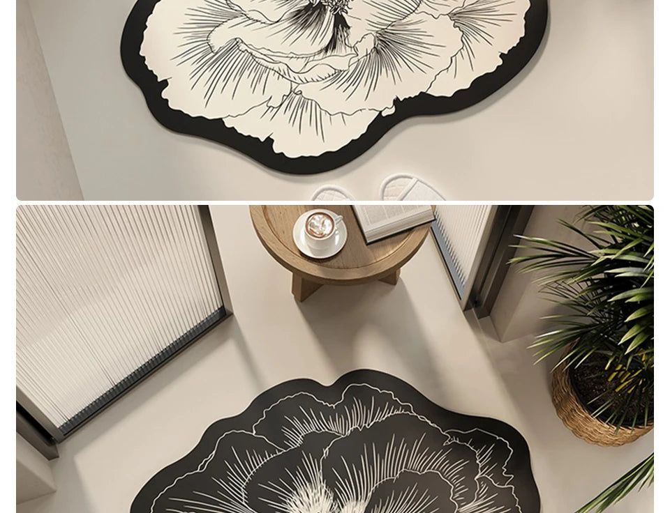 Bathroom Floor Mat Water-absorbing Non-slip Dirt-resistant Carpet Flower Diatom Mud Special-shaped Rug Door Home Decoration Mats