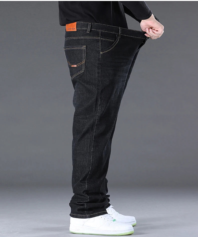Men Light Luxury Elastic force loose Fit Pants Comfortable Soft Business Fashion ventilate Casual Denim Trousers Male Clothing