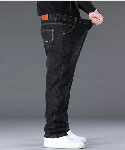 Men Light Luxury Elastic force loose Fit Pants Comfortable Soft Business Fashion ventilate Casual Denim Trousers Male Clothing