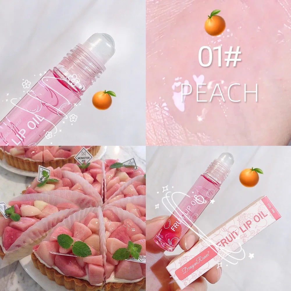 Hydrating Lip Oil Roller Gloss Moisturizing Nourishing Lip Balm Transparent Colorless Fruit Avocado Lip Care