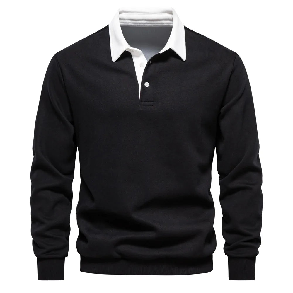 long sleeved Polo collar hoodie trend 2025 new autumn European size foreign trade men's hoodie high quality casual versatile men