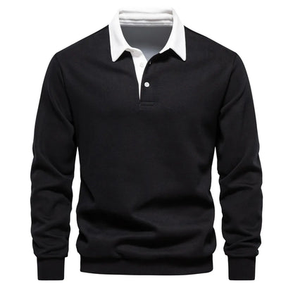 long sleeved Polo collar hoodie trend 2025 new autumn European size foreign trade men's hoodie high quality casual versatile men