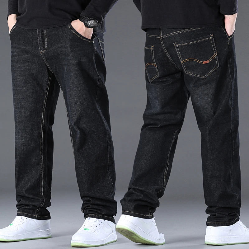 Men Light Luxury Elastic force loose Fit Pants Comfortable Soft Business Fashion ventilate Casual Denim Trousers Male Clothing