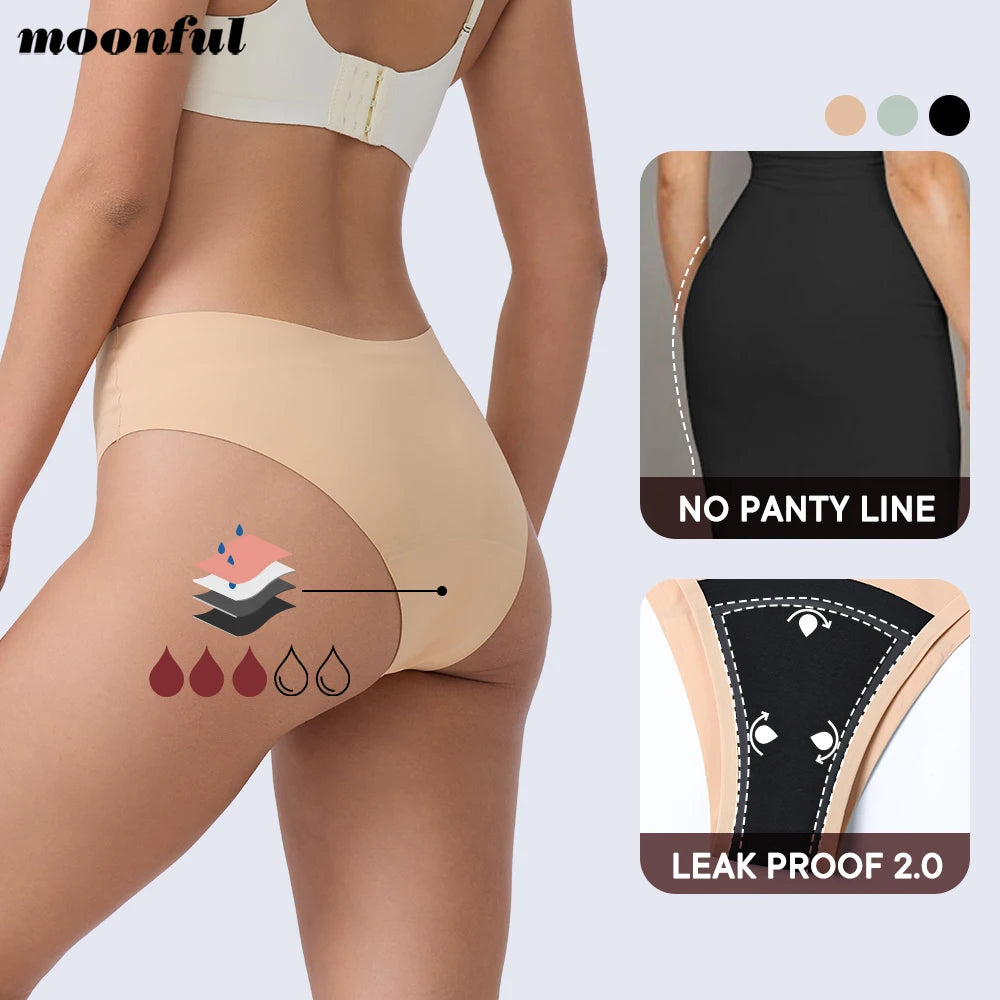 Seamless Period Underwear Girls High Waist Menstruation Panties Women's Menstrual Panties Ladies Menstrual Underwear Leak Proof