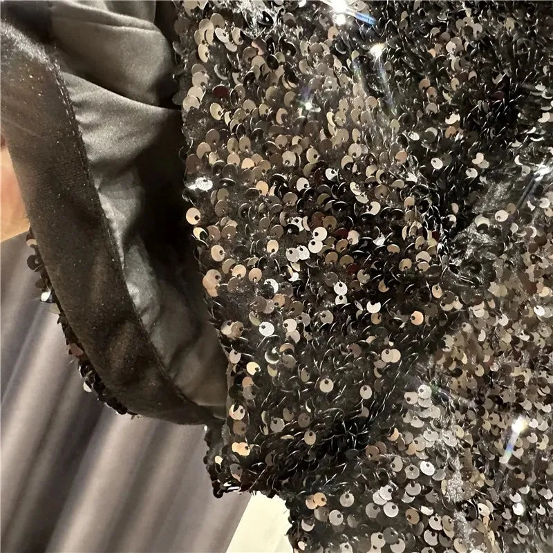 New Autumn Black Velvet Shorts Women Sequined Shiny Versatile Short Pants Clubwear Shorts Hot Pants High Street