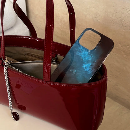 Korean INS Full Covered Blue & Brown Gradient Double Layers Chic Phone Case for iPhone 16 15 14 13 Pro Max Back Phone Cover Capa