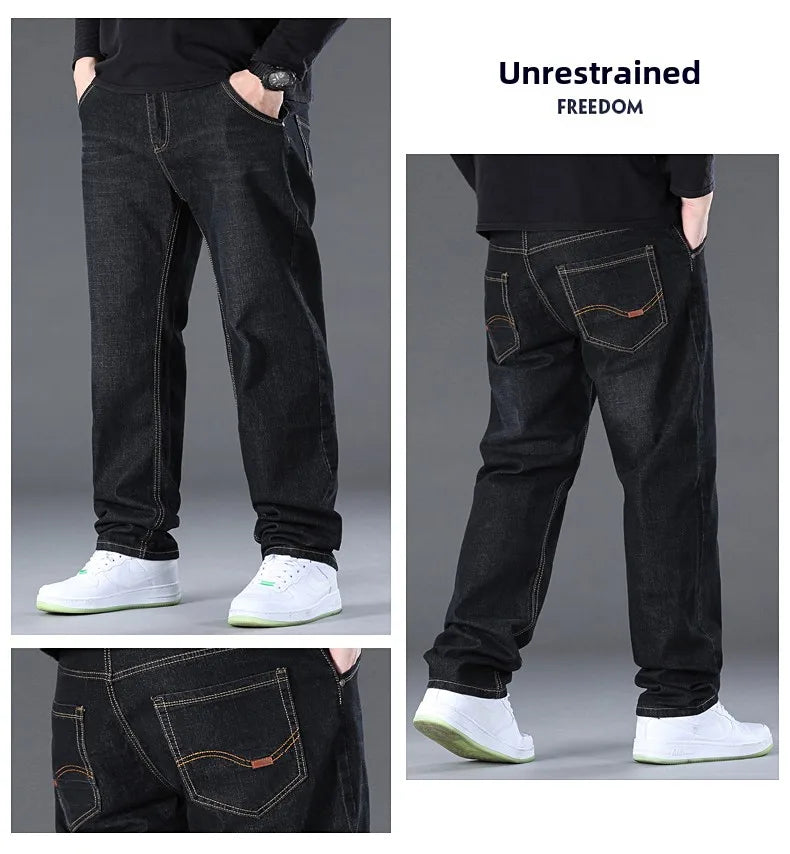 Men Light Luxury Elastic force loose Fit Pants Comfortable Soft Business Fashion ventilate Casual Denim Trousers Male Clothing