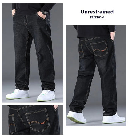 Men Light Luxury Elastic force loose Fit Pants Comfortable Soft Business Fashion ventilate Casual Denim Trousers Male Clothing